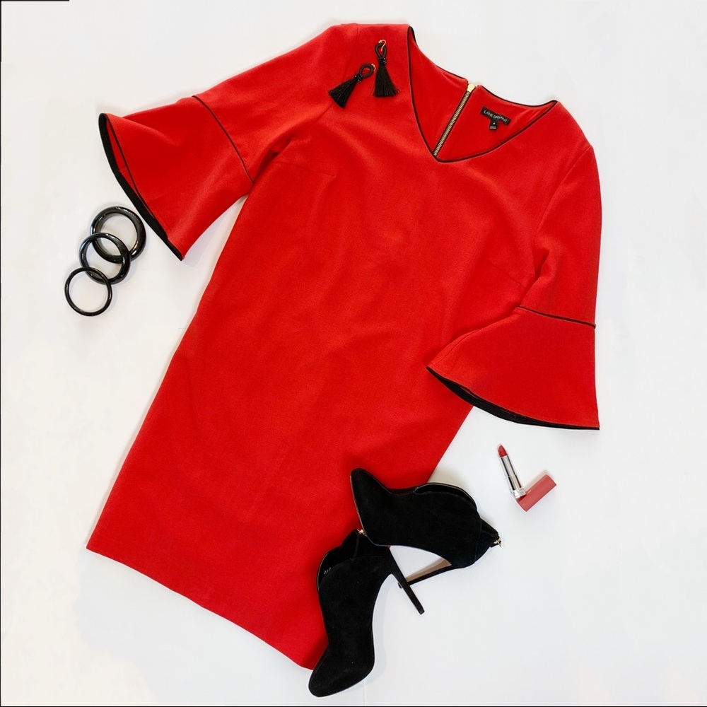 NWT Lane Bryant Red Bell Sleeve Shift Dress Sz 18